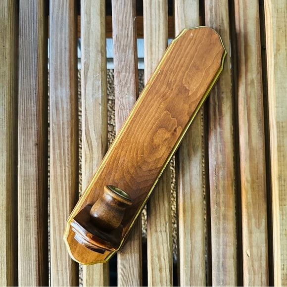 Vintage Wooden Candle Holder Wood Single Taper Mid Century 70s 80s Wall Decor - Picture 5 of 12